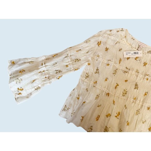 REBECCA TAYLOR Ines Smocked Floral Blouse Top Size Small NWT - Picture 5 of 8